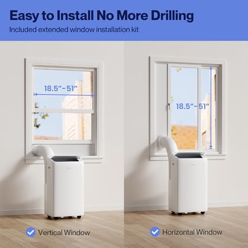 Della 14000 BTU Smart Inverter Ultra Quiet Energy-Saving Portable Air Conditioner Cools Up To 450 Sq. Ft. Work with Alexa with Remote & App Control, Dehumidifier & Fan, Sleep Mode