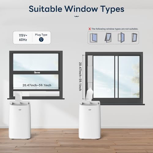 DuraComfort Portable Air Conditioner, 12000 BTU(ASHRAE) /8150 BTU (SACC) Smart AC Unit, Built-in Dehumidifier and Fan Modes, Mobile App, Cools up to 350 Sq.Ft, White