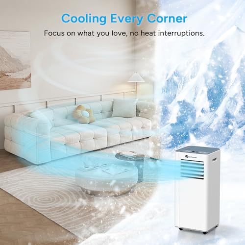 DR.PREPARE 8,000 BTU Portable Air Conditioner with WiFi Enabled, Cooling, Dehumidifier, Fan & Sleep Modes 4-in-1 Portable AC w/Remote Control & 67'' Window Kit, Cools Up To 300 sq. ft, 1-24H Timers