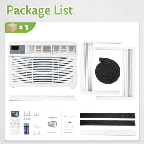 ACHAZEL 8000 BTU Window Air Conditioner with WiFi, Smart Window AC Unit with Remote, Energy Saving, Easy Install Kit, Cools up to 250 Square Feet