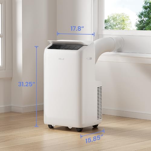 Della 14000 BTU Smart Inverter Ultra Quiet Energy-Saving Portable Air Conditioner Cools Up To 450 Sq. Ft. Work with Alexa with Remote & App Control, Dehumidifier & Fan, Sleep Mode