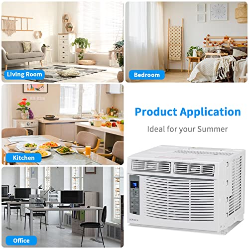 ROVSUN Smart 6000BTU Window Air Conditioner with WiFi, Energy Saving Window AC Unit with Remote & App Control & Timer Function & Easy Install Kit, for Rooms up to 250 Square Feet, 115V/60Hz, White