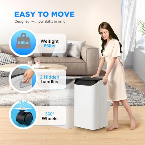 Humhold 12000 BTU Portable Air Conditioners with Remote Control, 3-in-1 Free Standing Cooling AC Unit with Fan & Dehumidifier, Cools Room up to 500 sq.ft, Smart/Sleep Mode,3 Speed,Auto Swing