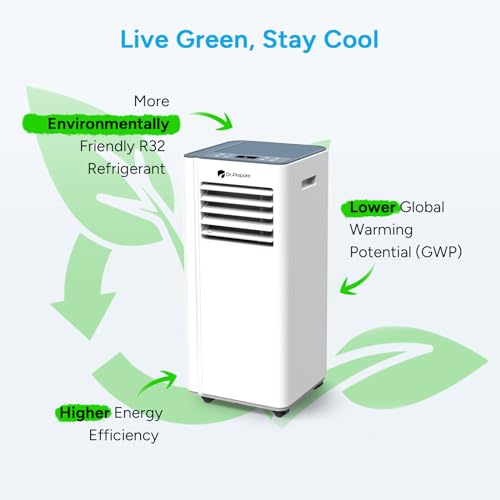 DR.PREPARE 8,000 BTU Portable Air Conditioner with WiFi Enabled, Cooling, Dehumidifier, Fan & Sleep Modes 4-in-1 Portable AC w/Remote Control & 67'' Window Kit, Cools Up To 300 sq. ft, 1-24H Timers
