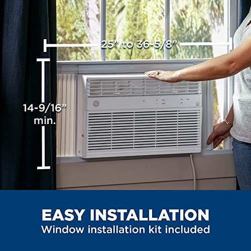 GE Window Air Conditioner 12000 BTU, Wi-Fi Enabled, Energy-Efficient Cooling for Large Rooms, 12K BTU Window AC Unit with Easy Install Kit, Control Using Remote or Smartphone App