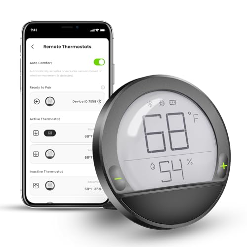 degrii Remote Thermostat with PIR Motion Detector, Battery Display, Works with Degrii Smart Thermostat for Home
