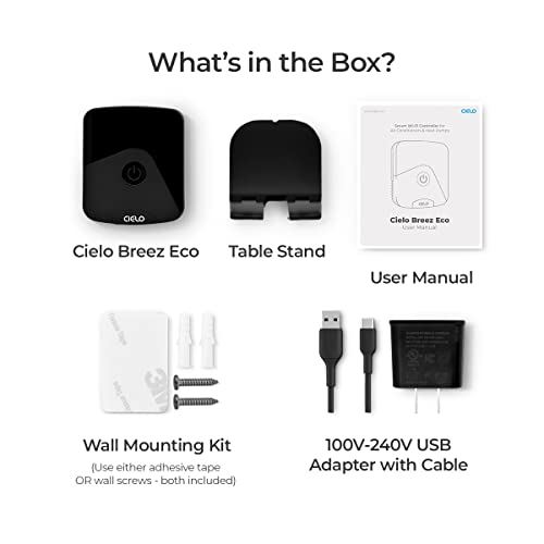 Breez Eco | Smart AC Controller for Mini Split, Window, Portable ACS | WiFi, Alexa, Google, Siri Shortcuts, SmartThings, IFTTT, Free App, NO Subscriptions | Schedules, Geofencing, Comfy (Black)