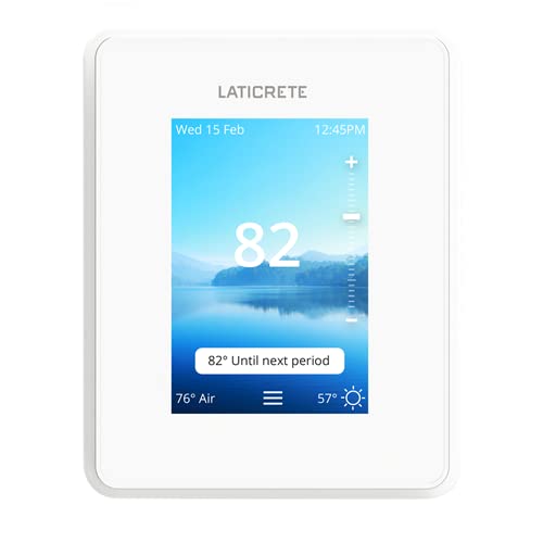 Laticrete 0804-0404-TW Strata Heat Smart Touch LCD WiFi Programmable Floor Heating Thermostat, for Smart Home Platforms, 120V/240V Heating Cables, with Smart GPS-based System and Built-in GFCI