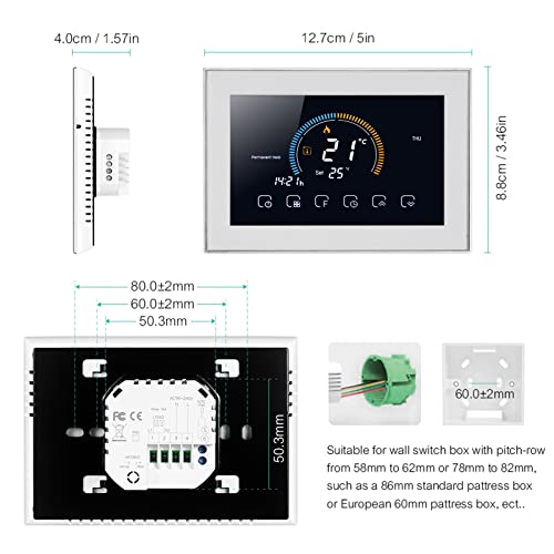 Smart Thermostat, Smart Programmable Thermostats Programmable Thermostat Voice APP Control Room Thermostat with LCD for Home AC 95240V