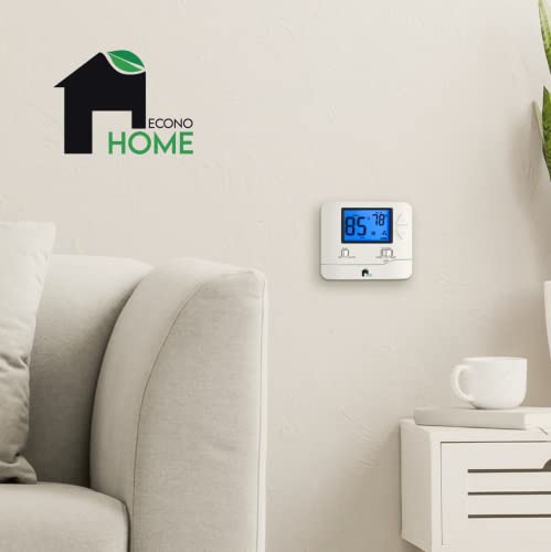 EconoHome Non-Programmable Thermostat for Home - Heat & Cooling Temperature Control - Easy to Install - Digital Thermostat for Central Gas, Oil, Electric Furnaces, Single Stage Systems