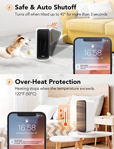 Govee Electric Space Heater, 1500W Smart Space Heater with Thermostat, WiFi & Bluetooth App Control, Works with Alexa & Google Assistant, Ceramic Heater for Bedroom, Office, Living Room, White