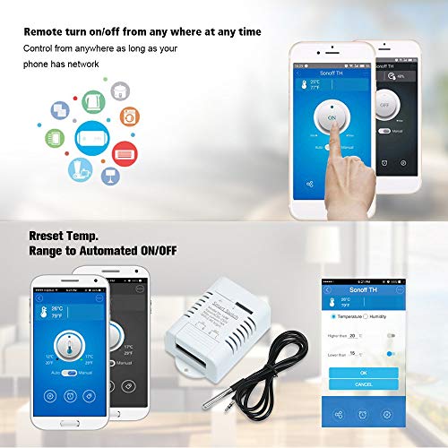 Mumubiz TH-16 Smart Wifi Temperature Switch 16A/3000W Thermostat with Temperature Sensor RF433 remote Control Compatible with Alexa