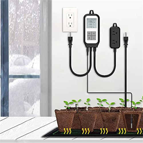 MOES Smart WiFi Cooling Heating Thermostat Outlet, Tuya Digital Temperature Controller Sensor Plug for Reptile Fermenter Brewing Breeding Heat Mat, Smart Life Remote Control, -22-221℉,10A 1250W