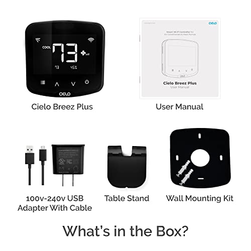 Breez Plus | Smart Air Conditioner Controller | WiFi Thermostat for Mini-Split, Window, Portable ACS | Alexa, Google, Siri Shortcuts, SmartThings, IFTTT | Free App | Inbuilt Temp/Humidity Sensors