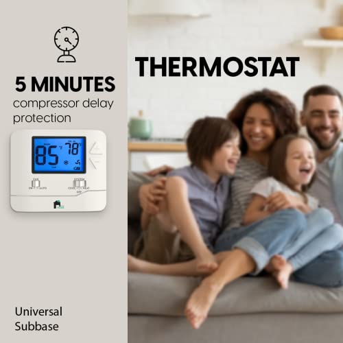EconoHome Non-Programmable Thermostat for Home - Heat & Cooling Temperature Control - Easy to Install - Digital Thermostat for Central Gas, Oil, Electric Furnaces, Single Stage Systems
