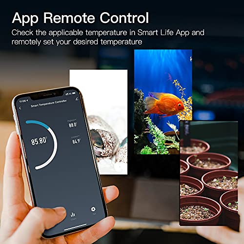 MOES Smart WiFi Cooling Heating Thermostat Outlet, Tuya Digital Temperature Controller Sensor Plug for Reptile Fermenter Brewing Breeding Heat Mat, Smart Life Remote Control, -22-221℉,10A 1250W