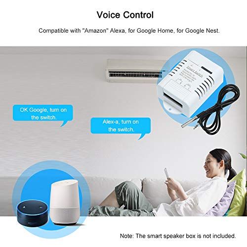 Mumubiz TH-16 Smart Wifi Temperature Switch 16A/3000W Thermostat with Temperature Sensor RF433 remote Control Compatible with Alexa