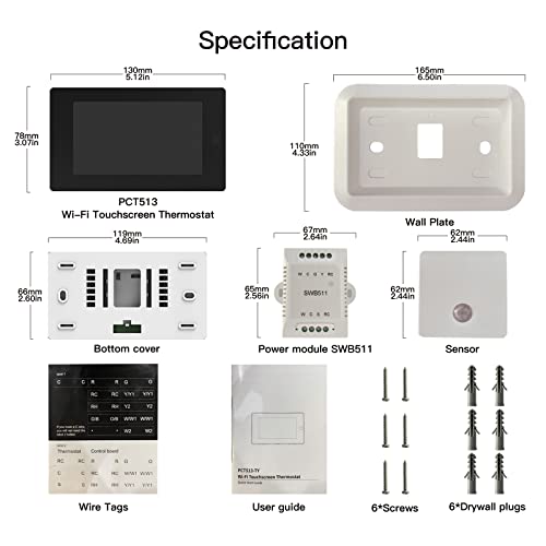 MOES Smart Programmable Thermostat for Home with Zone Remote Sensor and C-Wire Adapter, Tuya/Smart Life Remote Control Work with Alexa and Google Assistant, 7 Day Programmable, C-Wire Optional, 24VAC