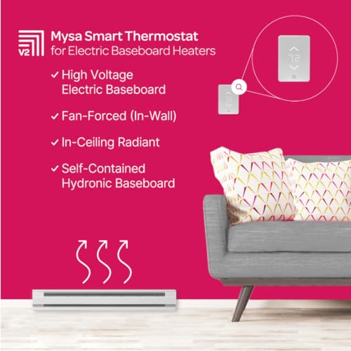 Mysa Smart Thermostat for Electric Baseboard Heaters 240V | Easy Install | Use w/HomeKit, Alexa, Google | Wi-Fi Programmable | Remote Control with Free App | Temp. & Humidity Alerts