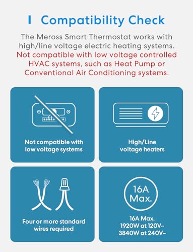 meross Smart Thermostat for Electric Baseboard and in-Wall Heaters Work with Apple Home, Alexa, Google Home and SmartThings, with Voice & Remote Control, Power Monitor, Easy Setup, Energy Saving