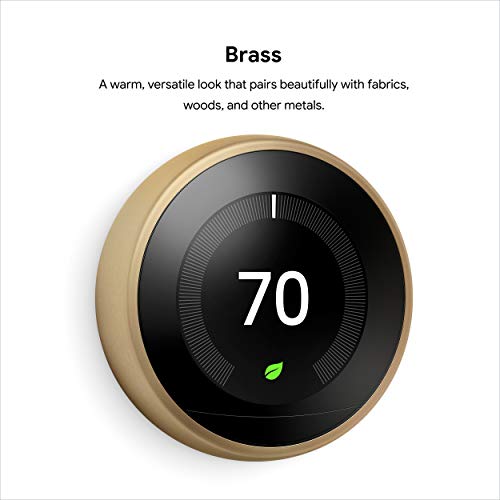 Google Nest Learning Thermostat - Programmable Smart Thermostat for Home - 3rd Generation Nest Thermostat - Works with Alexa - Brass