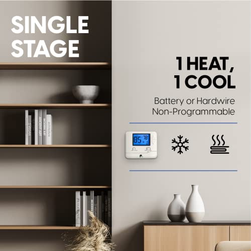 EconoHome Non-Programmable Thermostat for Home - Heat & Cooling Temperature Control - Easy to Install - Digital Thermostat for Central Gas, Oil, Electric Furnaces, Single Stage Systems