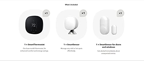 Ecobee3 Lite Smart Thermostat with Whole Home Sensors (1 Door/Window, 1 SmartSensor)