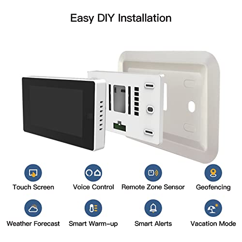 MOES Smart Programmable Thermostat for Home with Zone Remote Sensor and C-Wire Adapter, Tuya/Smart Life Remote Control Work with Alexa and Google Assistant, 7 Day Programmable, C-Wire Optional, 24VAC