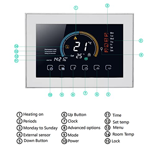 Smart Thermostat, Smart Programmable Thermostats Programmable Thermostat Voice APP Control Room Thermostat with LCD for Home AC 95240V