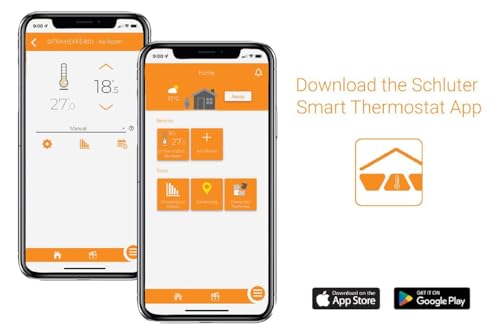 Schluter Ditra-Heat-E-RS1 Smart Thermostat with Floor Sensors, Energy Tracking, GFCI Protected - Ideal for Home Floor Heating - Mirror-Finish, App Control, Voice Assistant Compatible - DHERT105/BW
