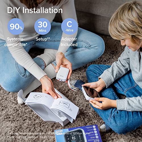 LEVOIT Smart Thermostat for Home, WiFi Programmable Digital Thermostat, Works with Alexa and Smart Sensor, Energy Saving, Large Touch Screen, C-Wire Adapter Included, DIY Install, Aura 400S, White