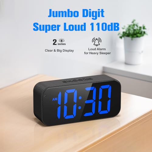 BUFFBEE Dual Alarm Clock for Bedrooms, Smart Auto Dimmer, 2" LED Display, Adjustable Volume, Customized Snooze Time, Loud Digital Alarm for Heavy Sleepers, Kids, Adults, Seniors