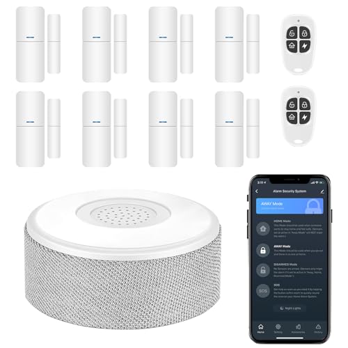 tolviviov Door Alarm Security Systems, Wireless Home Alarm Security Systems, Smart App Alerts, 11Piece Kit, No Monthly fee, WiFi Alarm, Door Window Motion Sensor, for Home Security, and Kids Safety