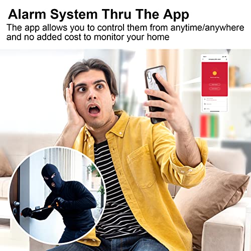 WiFi Door Alarm System, Wireless DIY Smart Home Security System, with Phone APP Alert, 8 Pieces-Kit (1 Alarm Base Station 5 Door Window Sensors 2 Key Fobs) for House, Apartment 2.4GHz Wi-Fi Only