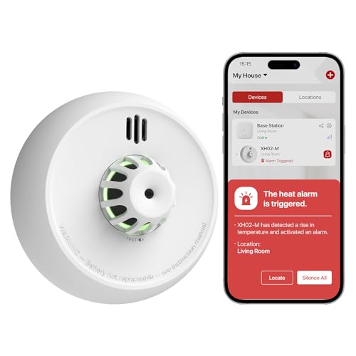 X-Sense Smart Heat Alarm XH02-M with 10-Year Sealed Battery, an Accessory for FS31 or FS51 Smoke Alarm Kit, Model XH02-M, Single Pack