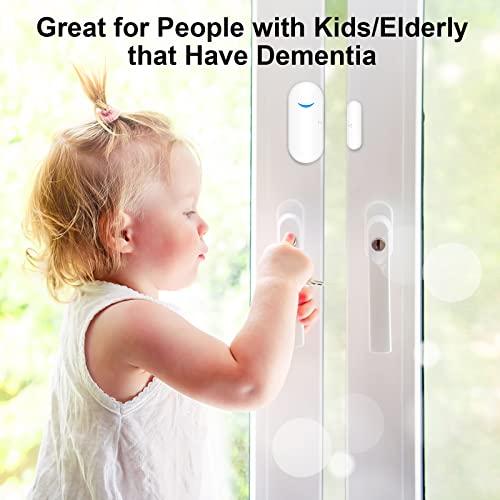 WiFi Door Alarm System, Wireless DIY Smart Home Security System, with Phone APP Alert, 8 Pieces-Kit (1 Alarm Base Station 5 Door Window Sensors 2 Key Fobs) for House, Apartment 2.4GHz Wi-Fi Only