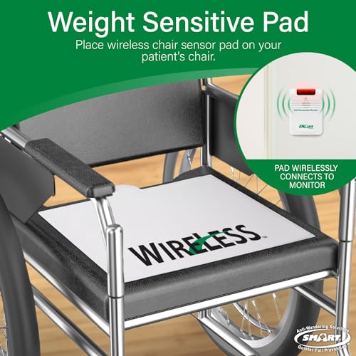 Smart Caregiver Bed & Chair Exit Alert System - Wireless Monitor with Pressure Sensor Pads for Bed and Chair - Automatically Alerts Caregiver When They Get Up - Bed Alarm for Elderly
