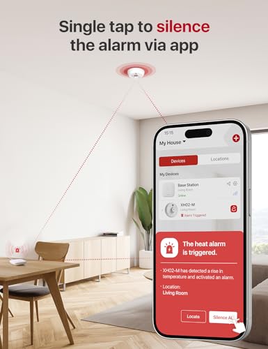 X-Sense Smart Heat Alarm XH02-M with 10-Year Sealed Battery, an Accessory for FS31 or FS51 Smoke Alarm Kit, Model XH02-M, Single Pack