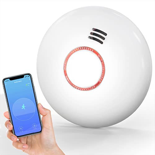 Putogesafe Smart Smoke Detector, Wireless WiFi Smoke Detector with App Control, WiFi Smoke Alarm with LED & Silence Button, Fire Alarm with Photoelectric Sensor for Home, Low Battery Warning, 1 Pack
