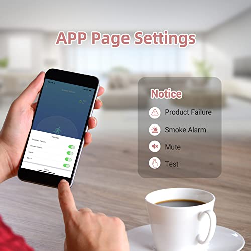 Putogesafe Smart Smoke Detector, Wireless WiFi Smoke Detector with App Control, WiFi Smoke Alarm with LED & Silence Button, Fire Alarm with Photoelectric Sensor for Home, Low Battery Warning, 1 Pack
