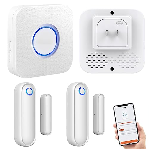 YisTech Caregiver Pager Wifi Door Alarms for Dementia Patients with Phone App,Wifi Smart Door Sensor Alarm for Kid Safety/Home Security/Elderly/Business/Store/Mailbox(2 Sensor 1 Gateway)