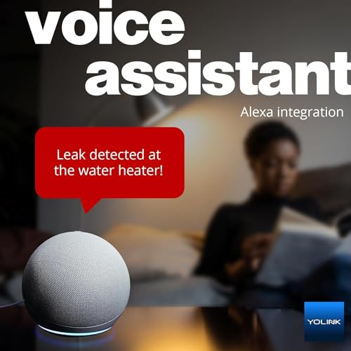 YoLink Smart Home Starter Kit: Hub & Water Leak Sensor 4 with 105dB Audio Alarm 4-Pack, SMS/Text, Email & Push Notifications, Freeze Warning, LoRa Up to 1/4 Mile Open-Air Range, w/Alexa, IFTTT
