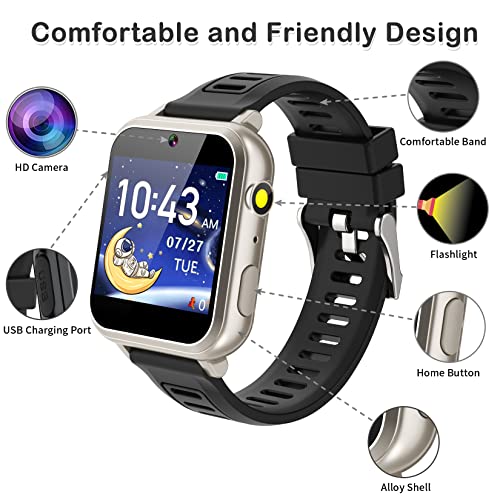 Phyulls Smart Watch for Kids with 24 Puzzle Games Camera Video Recorder Music Alarm Calculator Calendar Flashlight Pedometer Birthday Gift for 3-12 Year Old Boys and Girls