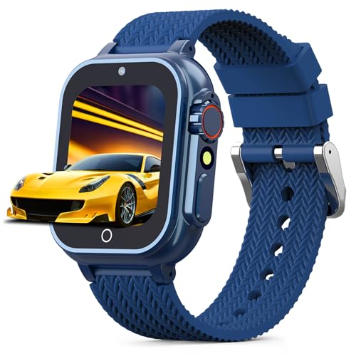 Smart Watch for Kids, 4-12 Boys Girls Watch with Camera, 32 Games, Audiobook, Music, Pedometer, Alarm, School Mode, 7 Languages, Calculator, Perfect for Birthdays Travelling Festivals, Blue