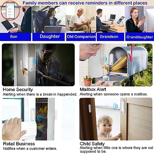 YisTech Caregiver Pager Wifi Door Alarms for Dementia Patients with Phone App,Wifi Smart Door Sensor Alarm for Kid Safety/Home Security/Elderly/Business/Store/Mailbox(2 Sensor 1 Gateway)