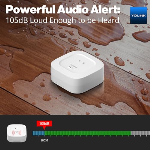 YoLink Smart Home Starter Kit: Hub & Water Leak Sensor 4 with 105dB Audio Alarm 4-Pack, SMS/Text, Email & Push Notifications, Freeze Warning, LoRa Up to 1/4 Mile Open-Air Range, w/Alexa, IFTTT