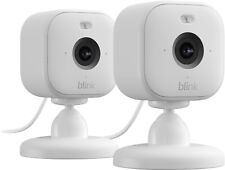 All-new Blink Mini 2 — Plug-in smart security camera, HD night view in color, built-in spotlight, two-way audio, motion detection, Works with Alexa — 2 Cameras (White)