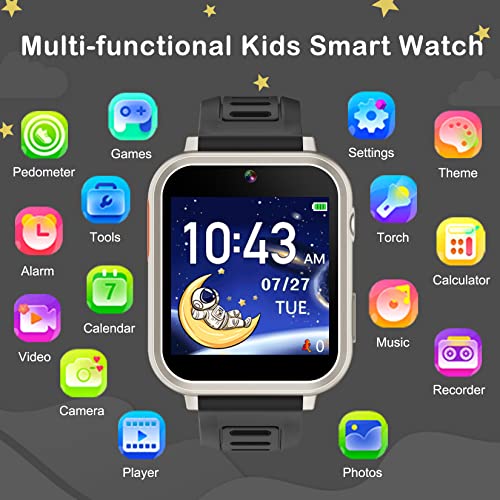 Phyulls Smart Watch for Kids with 24 Puzzle Games Camera Video Recorder Music Alarm Calculator Calendar Flashlight Pedometer Birthday Gift for 3-12 Year Old Boys and Girls