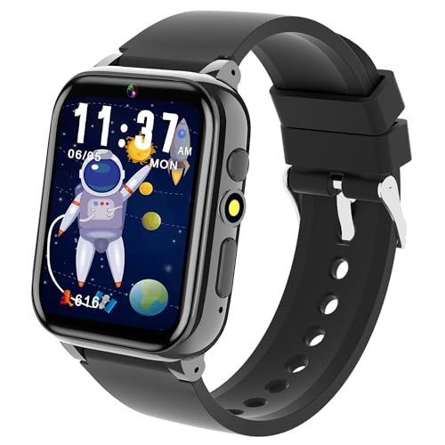 Spodus Kids Smart Watch Learning Watches Toys for Boys with Kids Games Learning Card Step Counter Audio Book Alarm Calendar (Black1)
