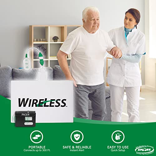 Smart Caregiver Wireless Chair Alarm System with Pager and Weight Sensor for Fall Prevention | 10" x 15" Pressure Sensor Alarm for Chair Alerts Caregiver | Cordless Chair Alarm with up to 300' Range